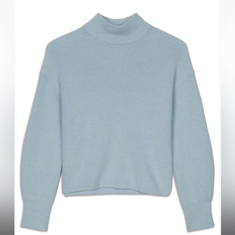 Lululemon Athletica Blue Turtleneck Sweater with Ribbed Detailing